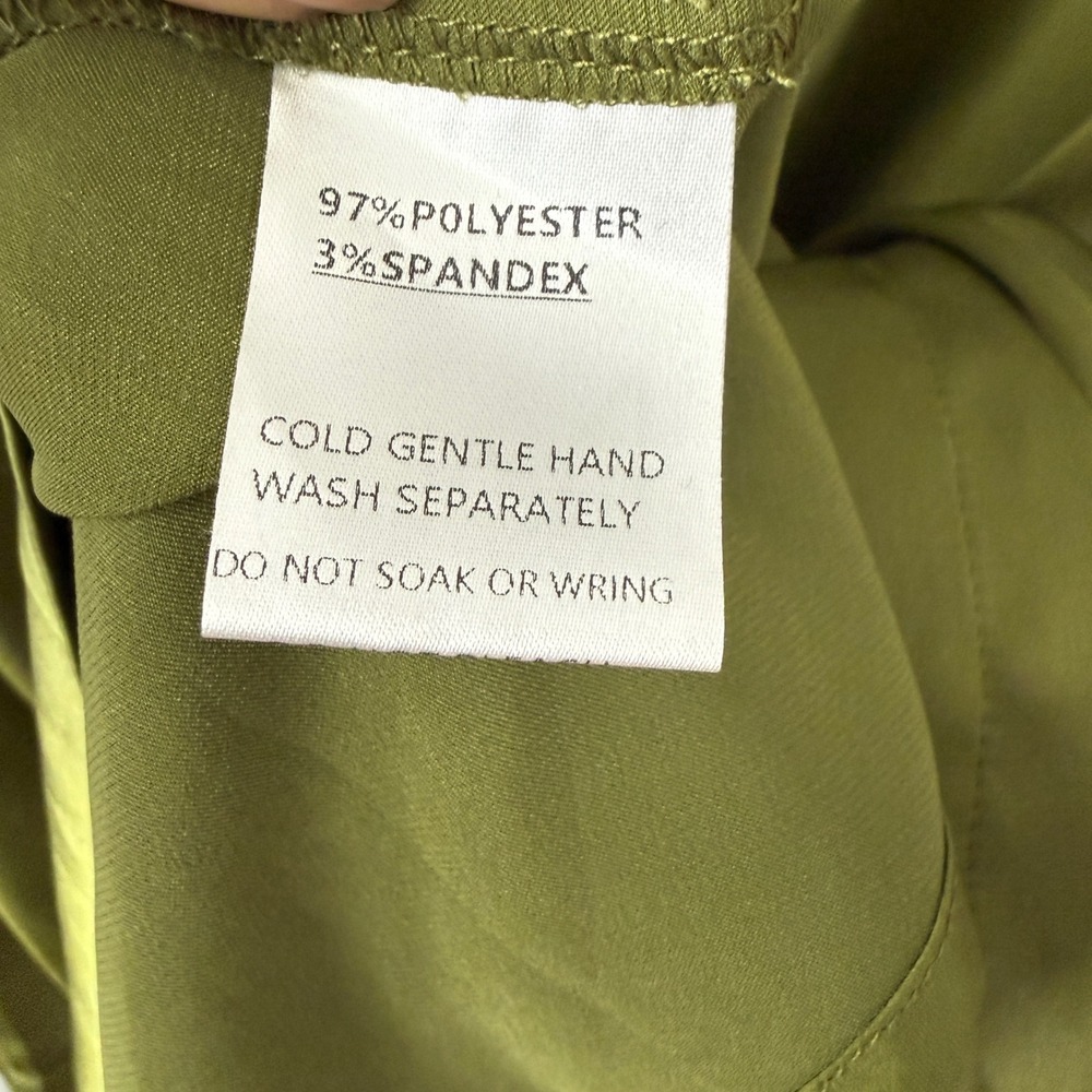 Petal and Pup sz XS Olive Green Satin Button Blouse Shirt Preppy Minimalist - Picture 5 of 6